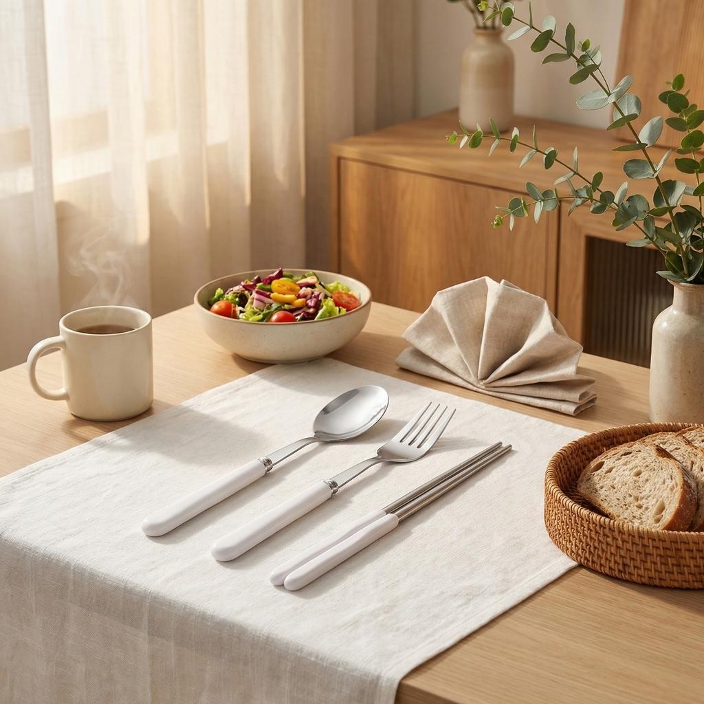 Stainless Steel Spoon Chopsticks Fork Three Piece Set
