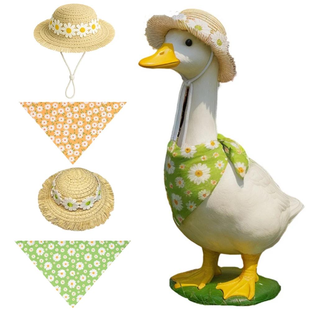 Puppy Cat Costume Daily Wear Photo Prop Spring Dog Hat Pet Bandana Set Rustic Farmhouse Porch Decor Accessories