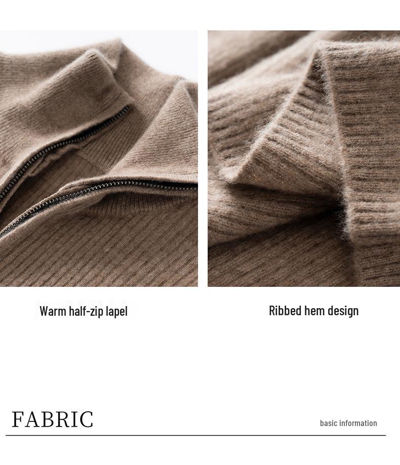 Women's High-Neck Cashmere Sweater - 2025 Autumn/Winter Collection, Half-Zip, Loose Fit, Warm, High-End Knitwear