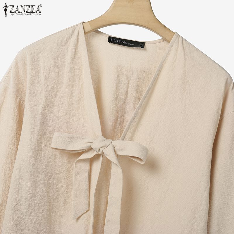 ZANZEA Two Piece Suit Women V Neck Long Sleeve Lace-up Blouse and Pants Casual Sets