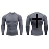 Cross Back Print Compression Shirts for Men Quick Dry Tees Tshirts Tops Gym Workout Running Undershirts Baselayers Rash Guard