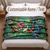 Koi Fish Theme Soft Blanket Personalized Custom Name Text Print Warm Blanket Home Sofa Bedroom Decor