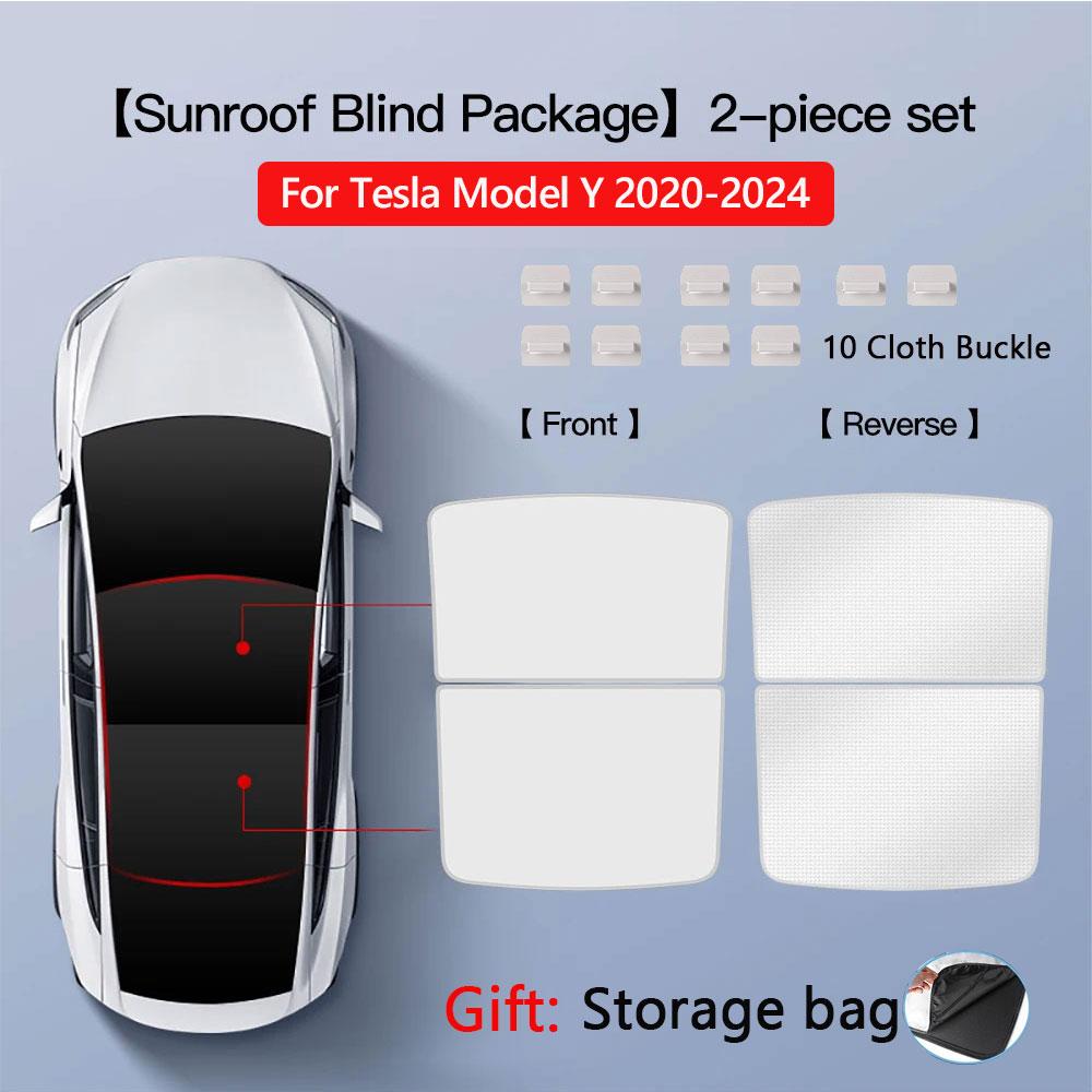 Sunshades For Tesla Model 3 Sunroof Highland 2026 Model Y 2020-26 Ice Cloth Buckle Sun Pare Glass Front Rear Skylight AccessoryWindshield Sunshades 1