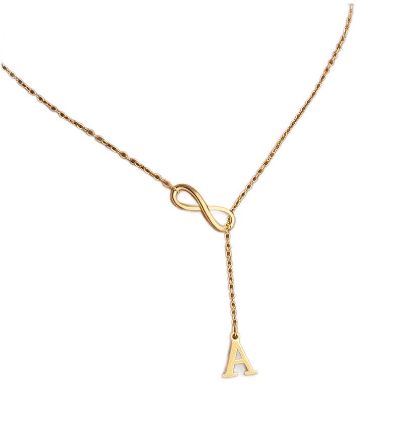 Gold-Plated Infinity A Pendant Necklace - Elegant European Fashion for Women