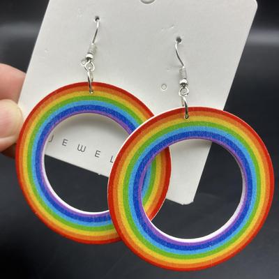 Cross Rainbow Retro Large Handmade Earrings - European American Vacation Style, Personalized Accessories