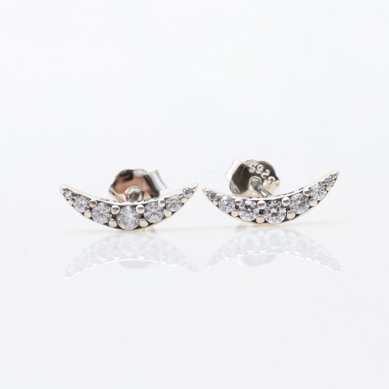 Panjia Silver-Plated Crescent Moon Stud Earrings - European & American Fashion for Couples серебряный