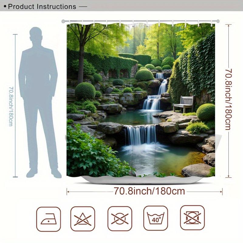 Zen Garden Waterfall Shower Curtain- Multi-Style Bath Decor, Perfect for Those Who Love Nature-Inspired and Practical Designs
