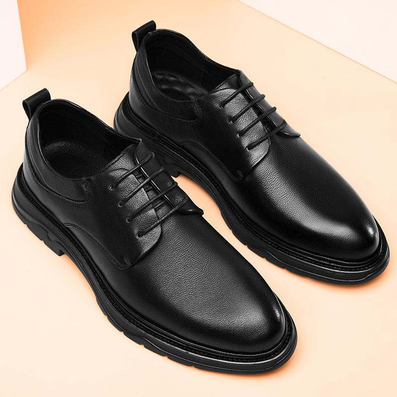 Quelle Erste Schicht Rindsleder Grün Business Casual Spitzschuh Weiche Sohle Niedriger Absatz Leicht Handgefertigt Schwarz Herren Lederschuhe