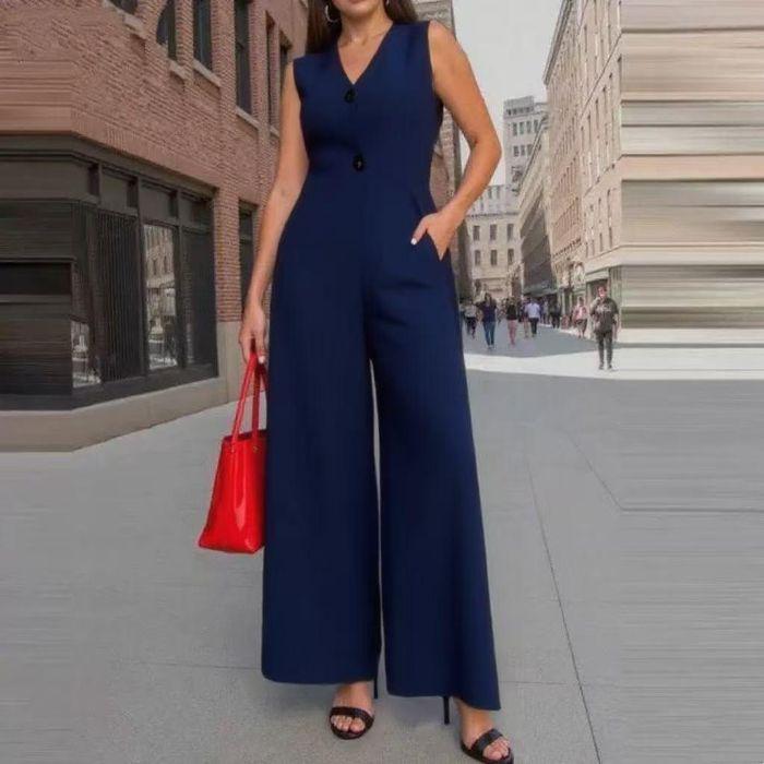 

Plus Size Sleeveless Mid-Length Solid Color Casual Sports Set XL темно-синий
