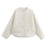 Womens Winter Streetwear Quilted Cotton Coat With Heart Two-Tone Design Regular Fit Long Sleeve Outerwear