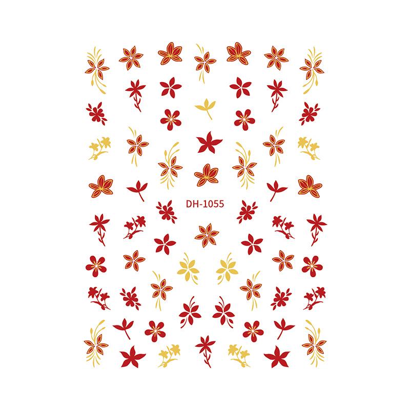 Redanco3D Flatins Cartoon Plant Leaves Nail Stickers DH-1055 DH-1055 (Gold)