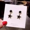 Silver Needle Super Flash Five-pointed Star Stud Earrings, Small Fresh and Simple Earrings, Geometric Drip Earrings.