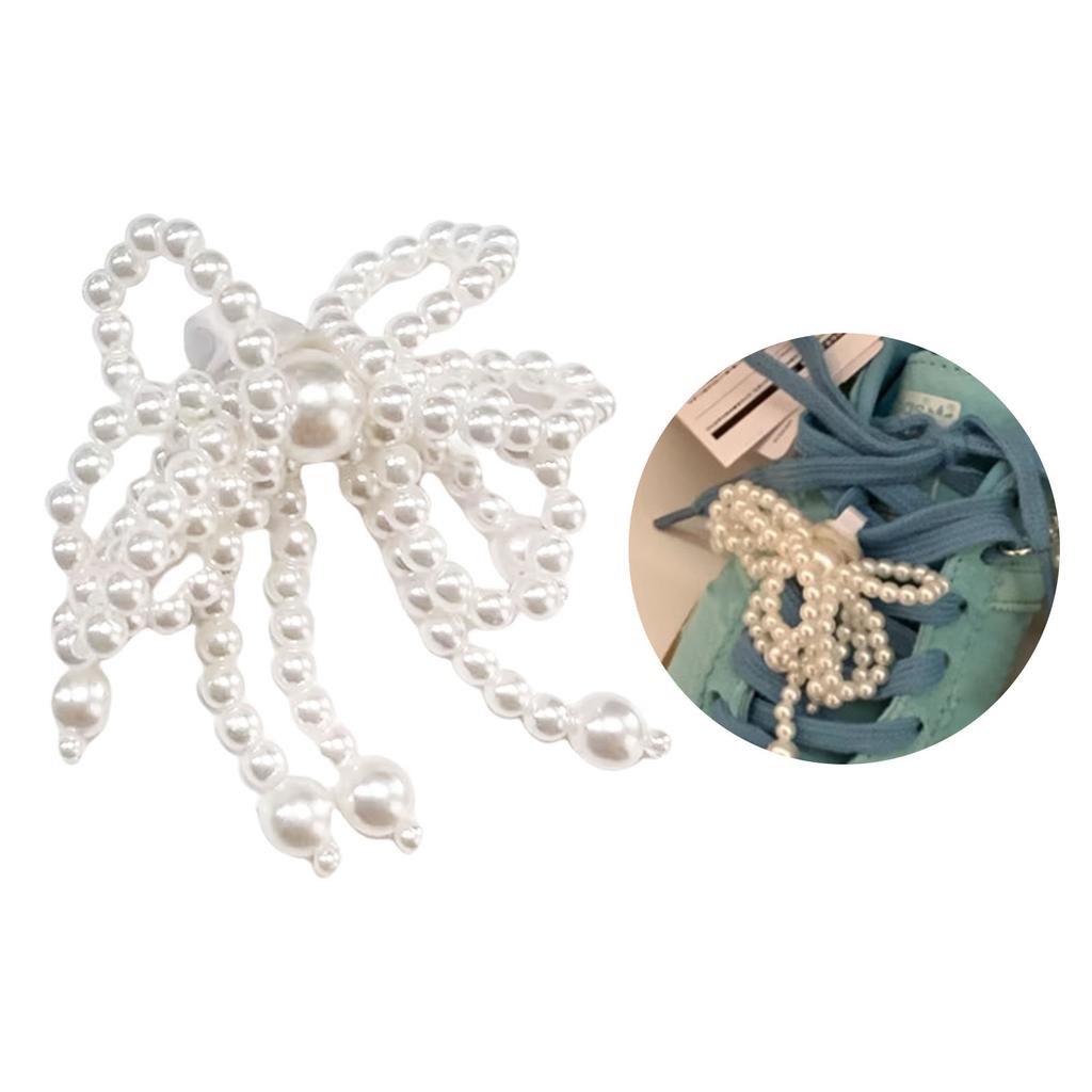 Elegant Butterfly Bowknot Pearl Rhinestones Heel Chain Shoe Charm Clips for Fashionable Women Ladies Stylish Outfits