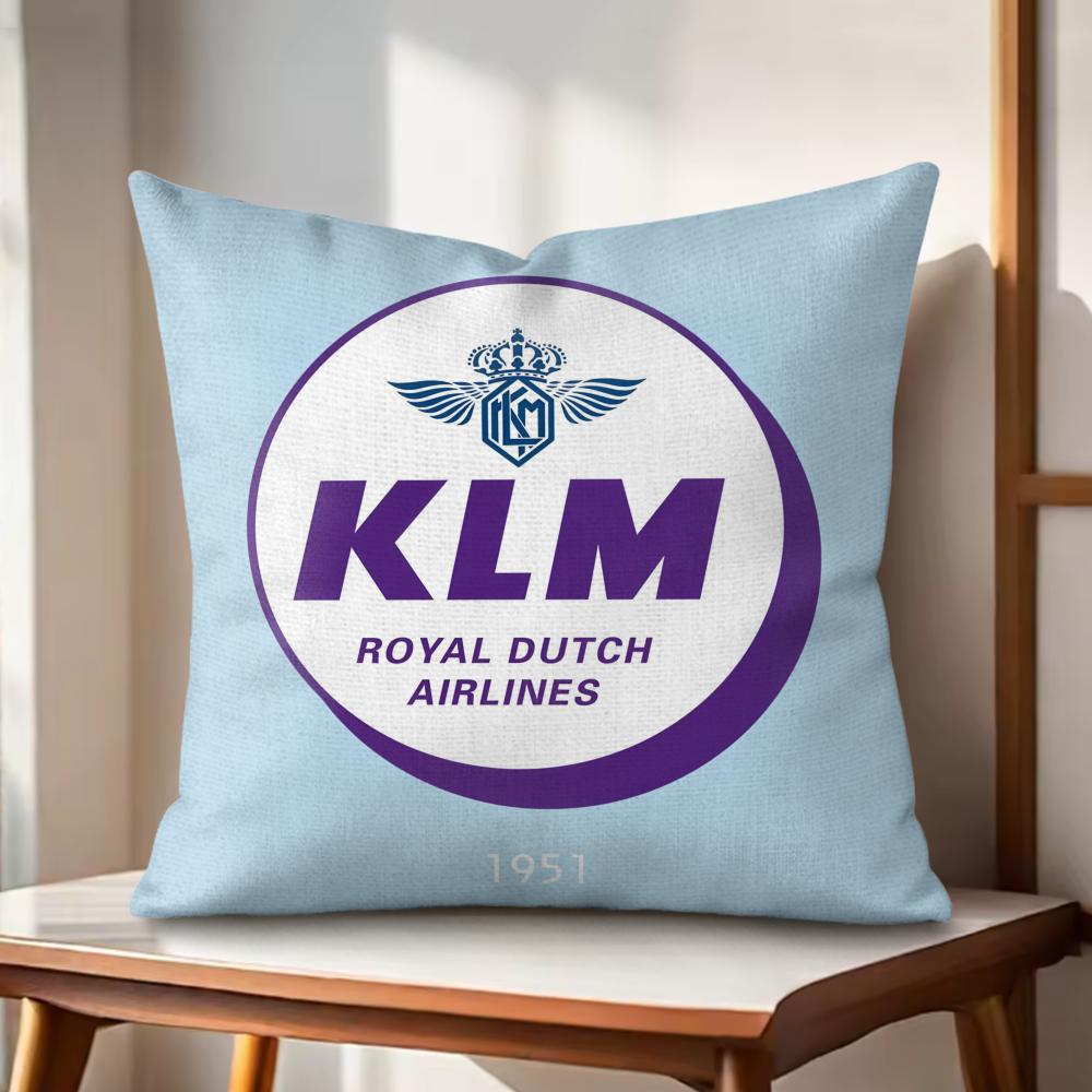 KKlm RRoyal Dutch Airlines Kissenbezug Natürlicher Leinen Bio-Stoff Zweiseitiger Druck Sofakissenbezüge Heimdekoration