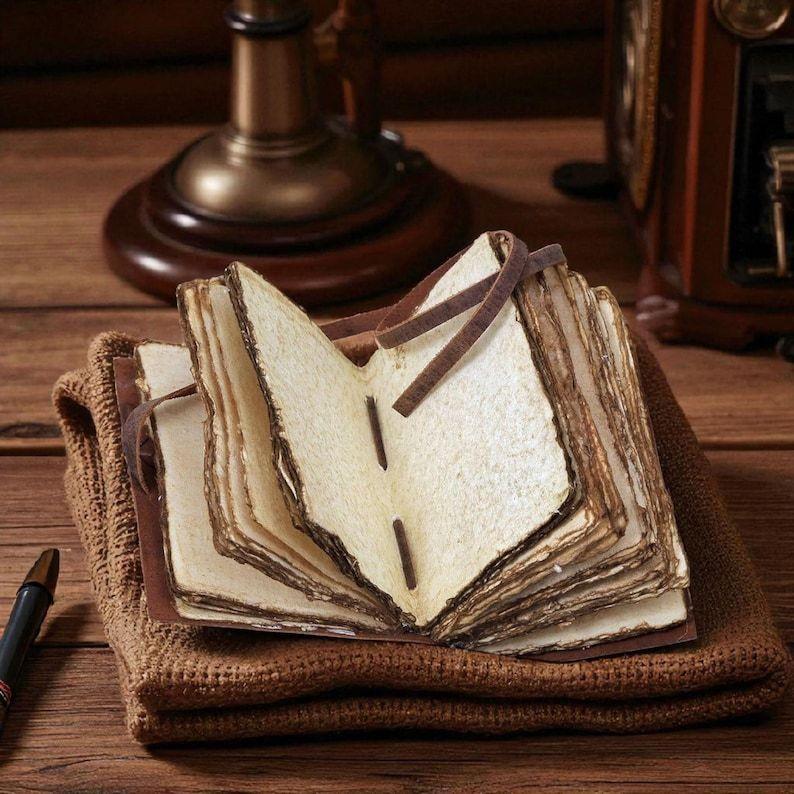Ręcznie robiony Vintage Dziennik Skórzany Notes Podróżny – Antyczny Papier Krawędziowy, Dziennik do Pisania