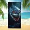 1 pièce Serviette de Plage Imprimé Requin - Microfibre, Polyester, Style Contemporain, Parfait pour la Plage, la Piscine, la Salle de Bain, le Camping, le Yoga et le Fitness