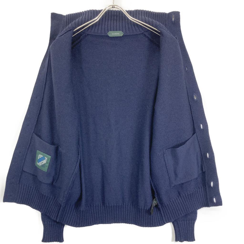 ZANONE 812519 CHIOTO Navy 5 Gauge Wool Solid Knit Cardigan Tops 50 NavyUsed
