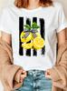 Citron Grafik Dame Casual Kortærmet Rund Hals T-shirt Forår/sommer Top Tee Grafik Skjorte Kvinde Piger Blød