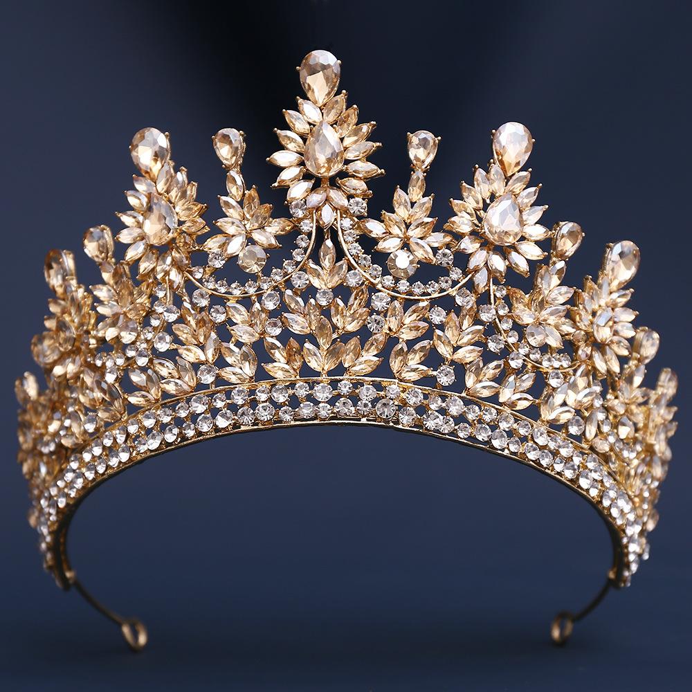 Bridal Rhinestone Tiara with Red Crystal Baroque Luxury Wedding Festival Crown