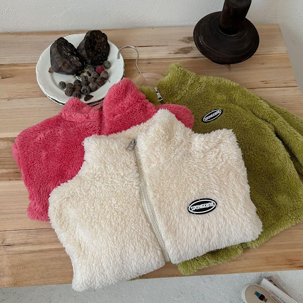 Children's Flannel Jacket: Colorful Coral Fleece, Solid Color, Fleece-Lined for Boys and Girls - Ideal for Autumn and Winter