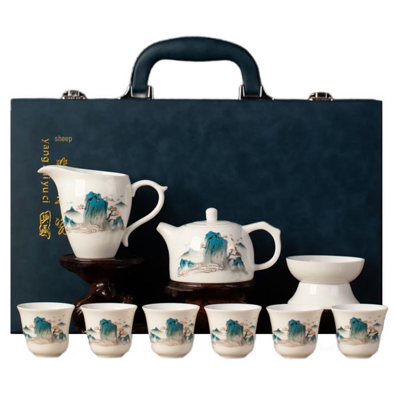Woding Dehua White Porcelain Gongfu Tea Set Gift Box