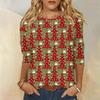 Weihnachten Limitierte Edition Damen 3D Roter Weihnachtsbaum Aufdruck Rundhals Langarm T-Shirt Mode Lässig Langarm Oberteil