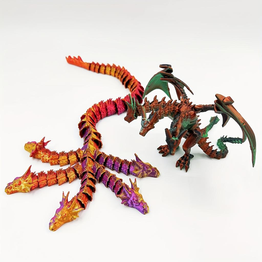 3D printed five headed dragon+three headed dragon combination statue model home decoration Easter gift creative trendy figurine