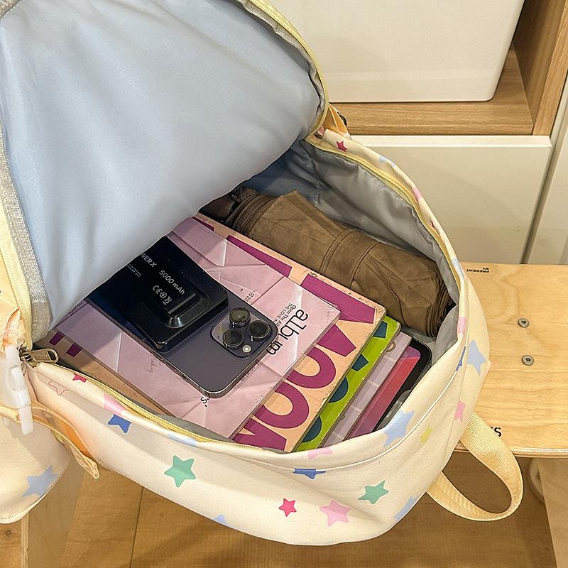 New Ins Wind Japanese Backpack Sweet Niche Compartment Backpack High Value Star Print Student Bag