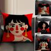 Cute Abstract Simple Girl Pillow Case Pattern Printed Pillowcase For Living Room Sofa Cushion Cover & Bedroom Decor