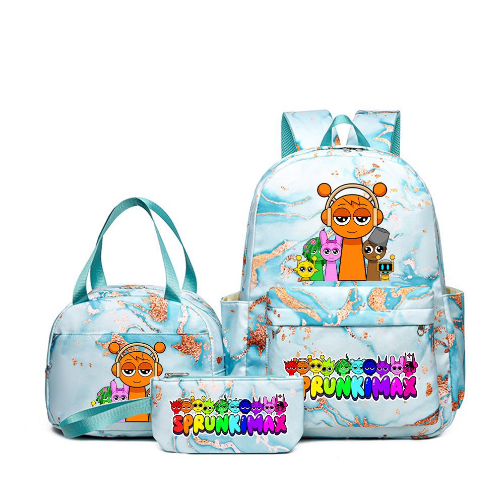 Popular Sprunki Rhythm Box Cartoon Elementary School Bag Children's Backpack Backpack Three-piece Set