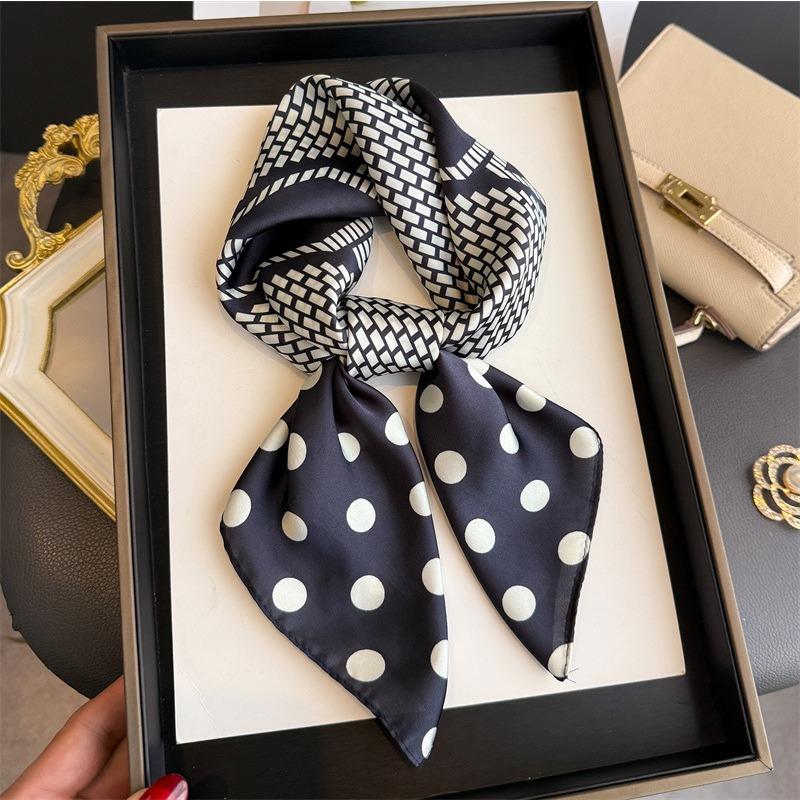 Women S Polka Dot Printed Silk Like Square Scarf For Summer