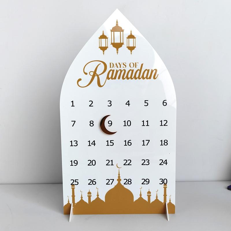 Ramadan Countdown Calendar Muslim Eid Al Fitr Party Desktop Plaque Calendar Acrylic Table Display Festival Countdown Calendar