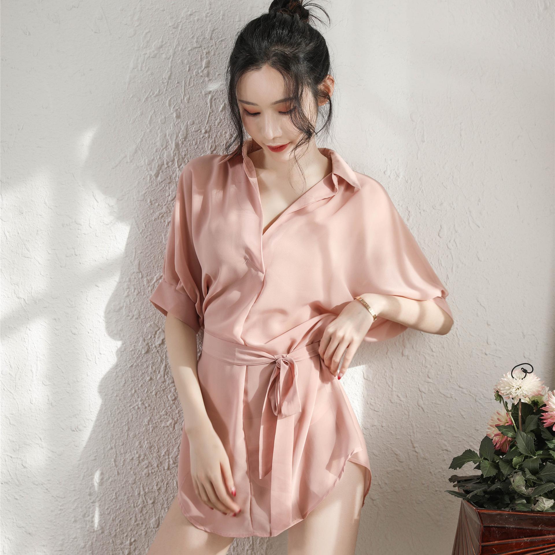 

Сексуальное нижнее белье, сексуальный пуловер из шифона, рукава средней длины, рубашка чистого желания, перспективная домашняя одежда, соблазнительный костюм qqny average size [wearable weight: within 65kg]