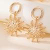 European & American Vintage Star Sunflower Earrings: Trendy French Statement Jewelry for Women