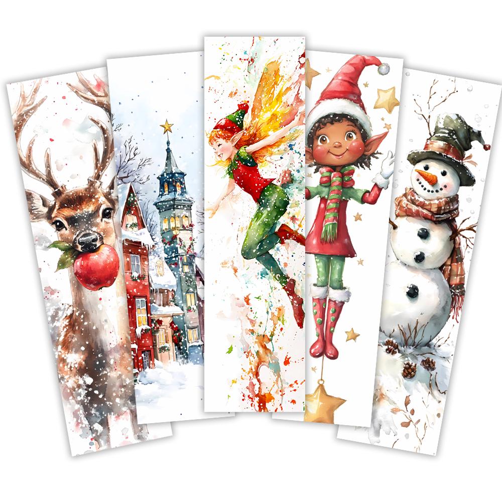 32pcs, Watercolor Christmas Bookmarks, Back to School Season, Cheap, Halloween, Suitable for Teachers, Readers, Birthday Gifts.
