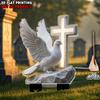2D Flying Dove Cross Cemetery Stake Christian Memorial Decor Outdoor Lawn Garden Plug