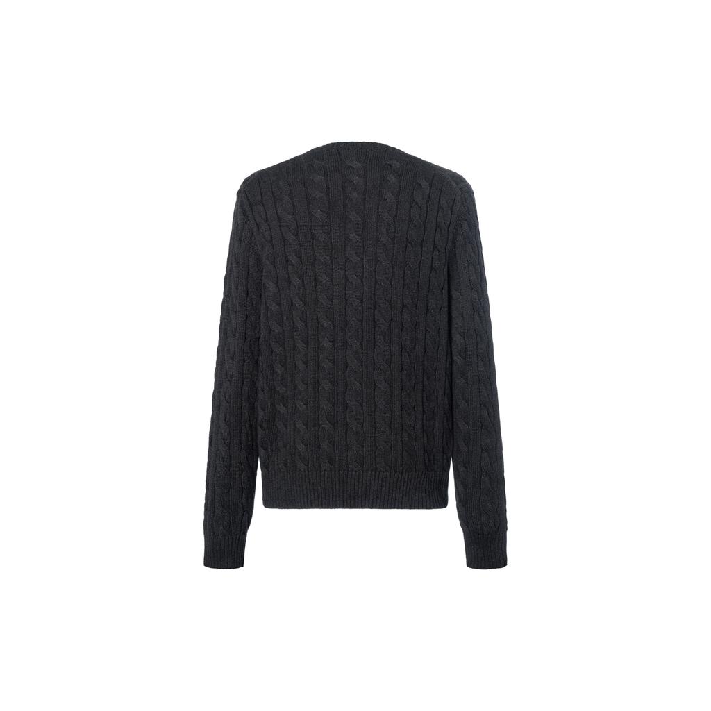 Polo Ralph Lauren FW23 Solid Logo Embroidered Cable Knit Crew Neck Long Sleeve Sweater Men sweater Gray 710918998-019