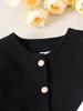 European & American Children's Clothing Set: Black Coat, White Shirt & Skirt for Girls