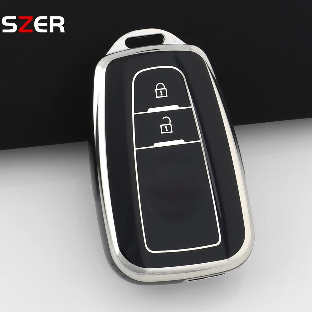 2 Buttons For Toyota Prius Camry Corolla Chr C-Hr Rav4 Land Cruiser Prado Tpu Car Key Case Cover Shell Fob Keychain Accessories