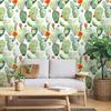 1pc Watercolor Cactus & Green White Floral Peel And Stick Removable Wallpaper Self-Adhesive for Bedroom Home Decor