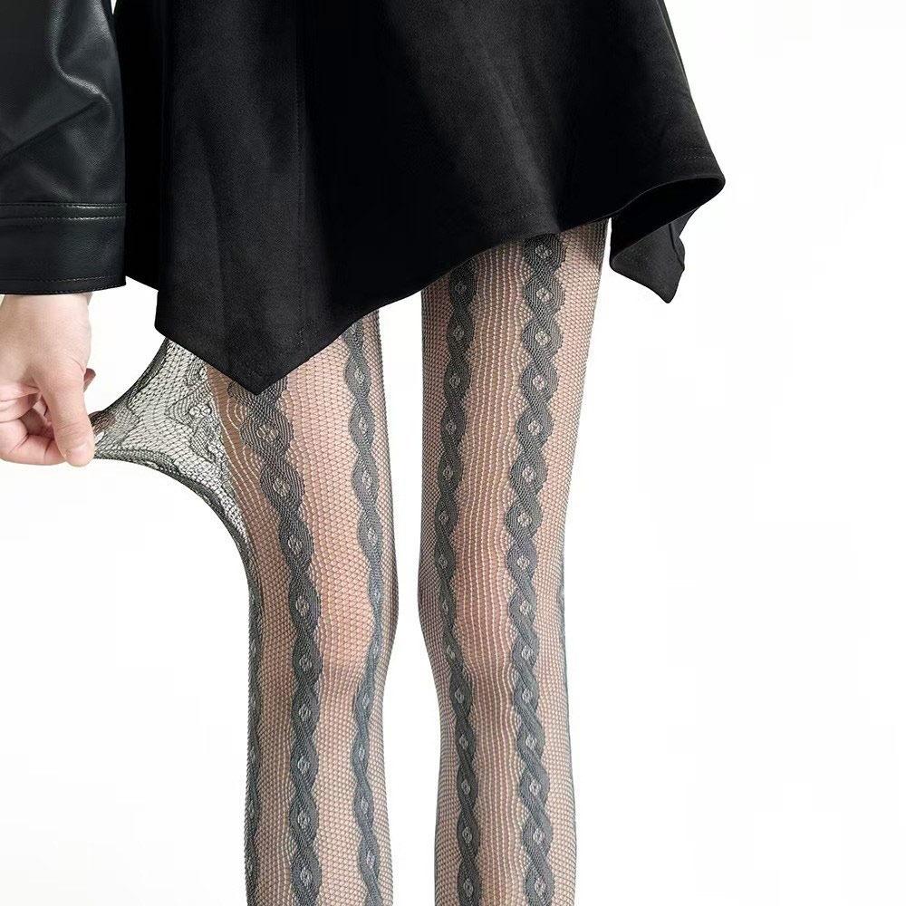 Personality Thin Floral Lace Tights Sexy Breathable Hollow Out Pantyhose High Elastic Silk Pantyhose Daily Wear