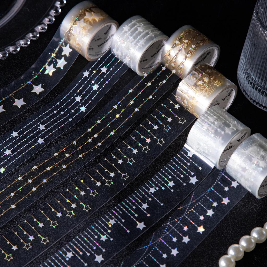 Wunderschönes Tag Washi Tape: Stern & Muschel Licht Serie - DIY Journal Dekorationssticker (6 Designs)