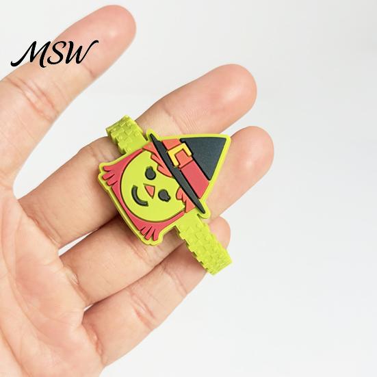 Adjustable Wristbands for Children 8 Pcs Halloween Bracelets, Soft PVC Wrist Straps Kids Adults, Black Cat Cartoon Pumpkin Witch Trick or Treat