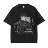Summer Jujutsu Kaisen Anime Washed Vintage Shortsleeved Japanese Largesize Unisexs And Unisexs Slimming Top