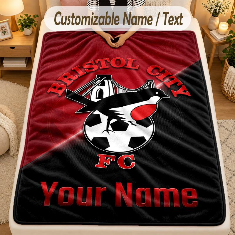 Flannel BlanketBristol City Custom Name Text Personalized Soft Warm Throw Blanket Home Decor Gift