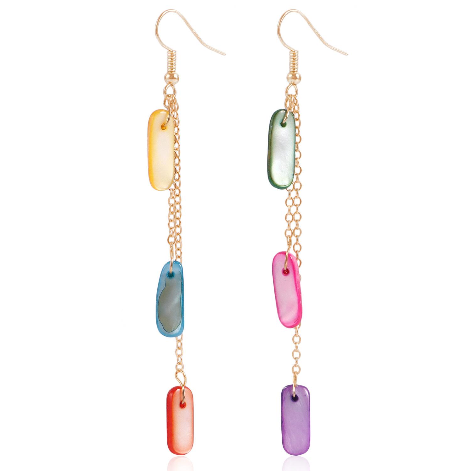 Simple large circle geometric earrings, painted colored shells, ethnic style exaggerated earrings