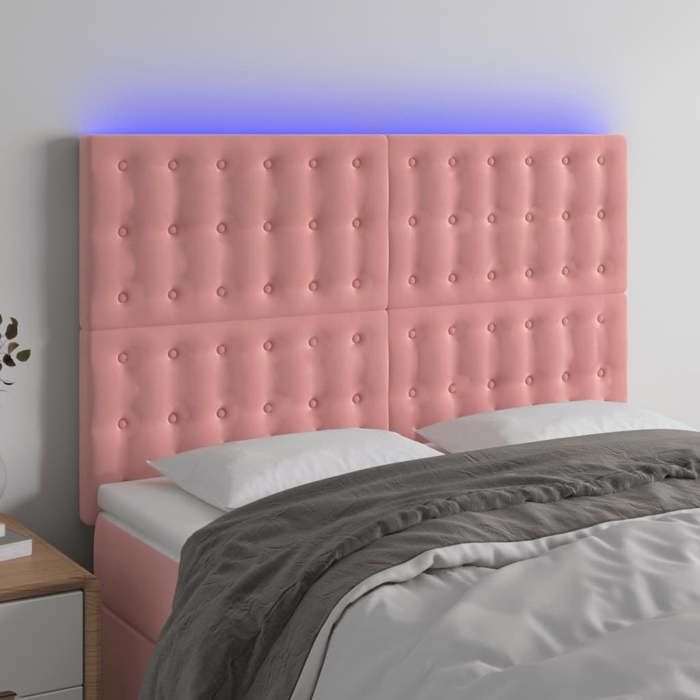 VidaXL LED Headboard Bedroom Furniture Double Bed Accessory Head of Bed Frame Interior Pink 3122911