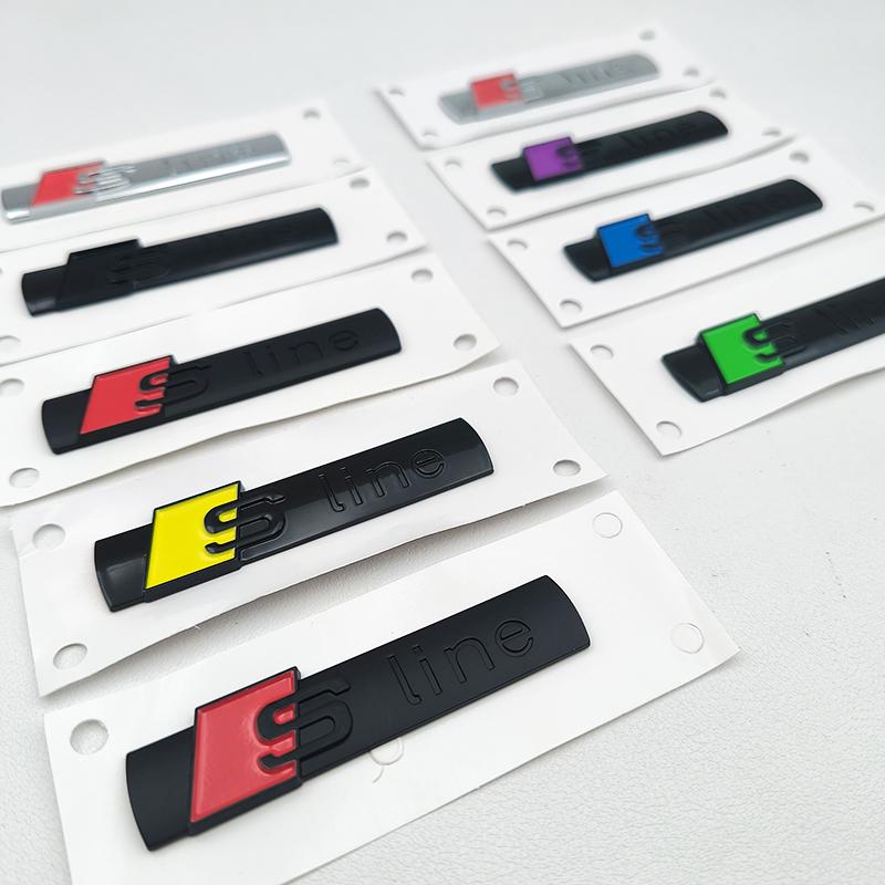2pcs ABS S Line Logo Sline Badge Car Fender Side Emblem For  qwe12 A3 A4 A5 A6 A7 A8 A1 A2 Q2 Q3 Q4 Q5 Q7 Q8 S3 S4 S5 S6 S7 TT RS