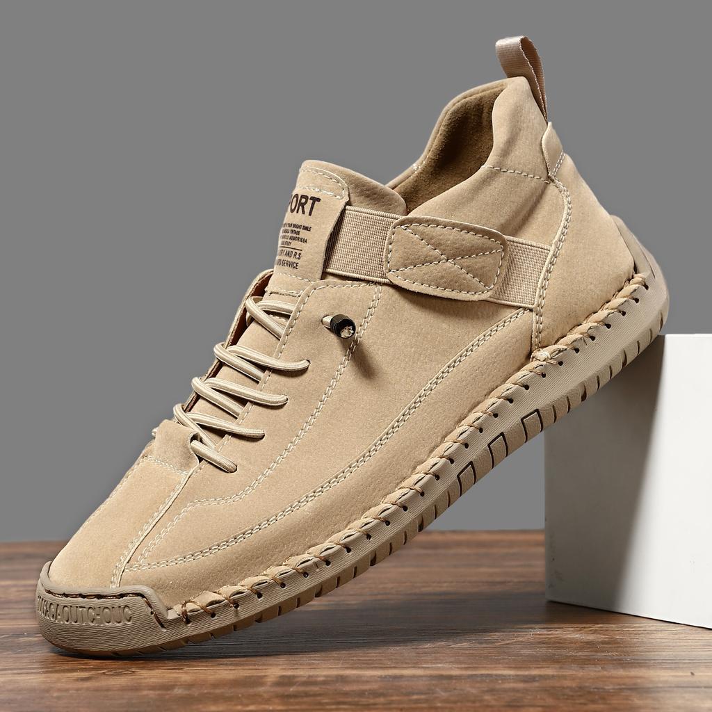 Women's Boots Mid Top for Retro Anti Slip Shoes Men's Soft Leather Mid Top Ankle Boots Couple's Loafers