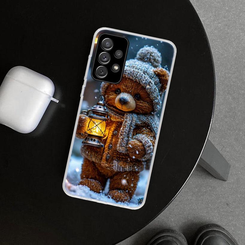 Animal Brown Cute Bear Phone Case Cover for Samsung Galaxy A12 A22 A32 A52 A72 A02S A51 A50S A31 A20S A10S Note 20 Ultra 10 Plus